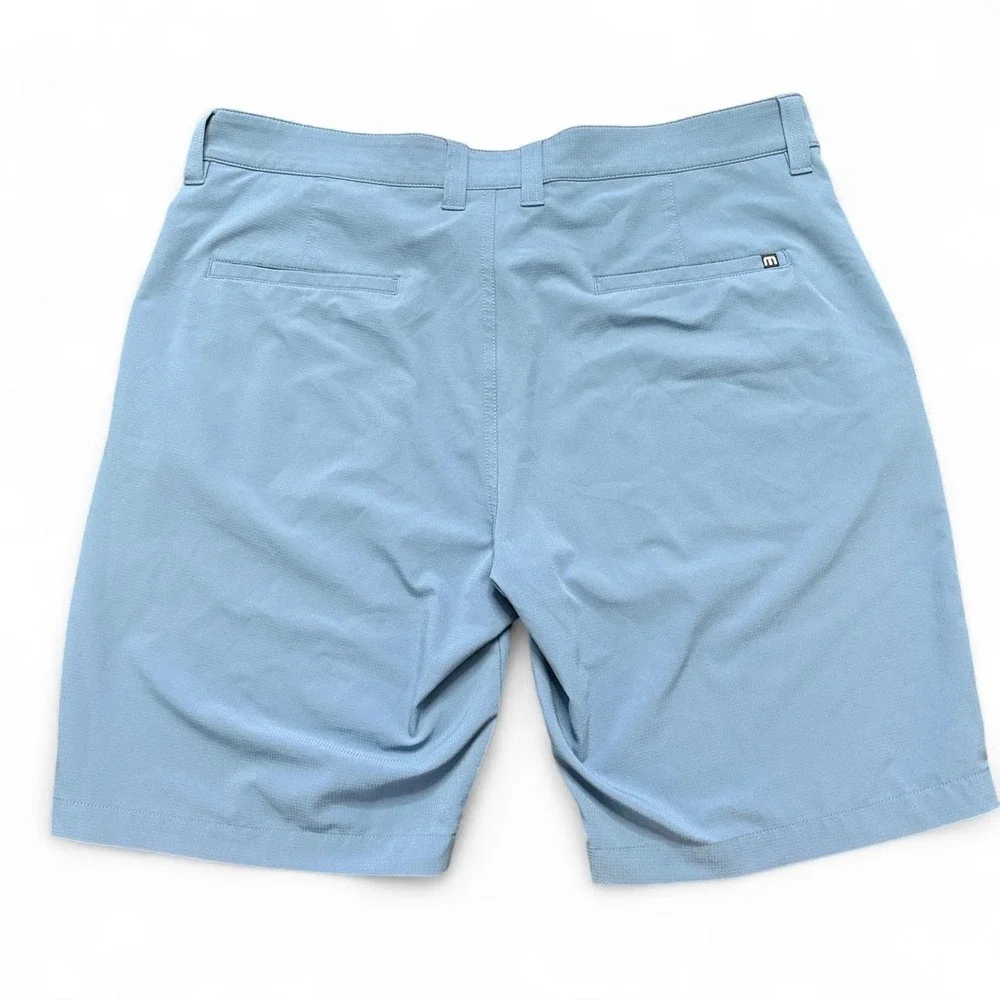 TravisMathew Shorts Mens 36 Blue Starnes Performance Golf Gym Golfcore Athletic